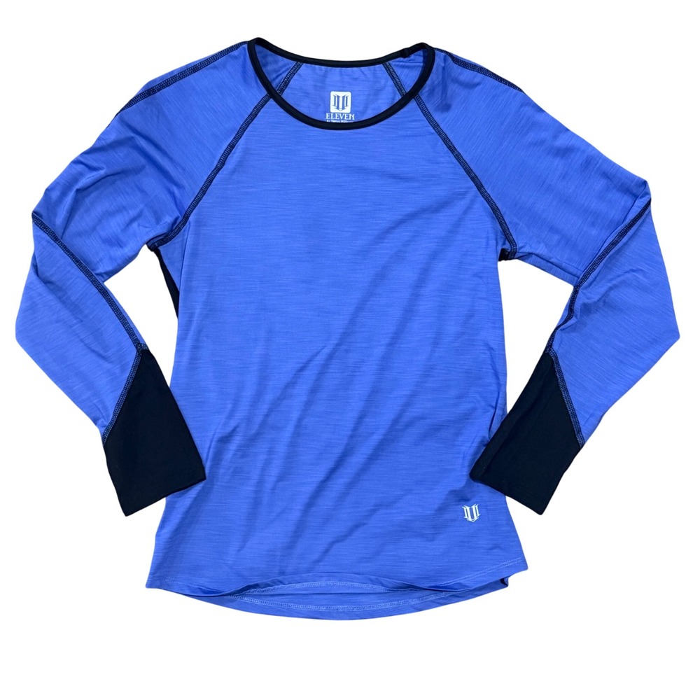 Eleven by Venus Williams Womens Small Blue Space Dye Long Sleeve Athletic Top